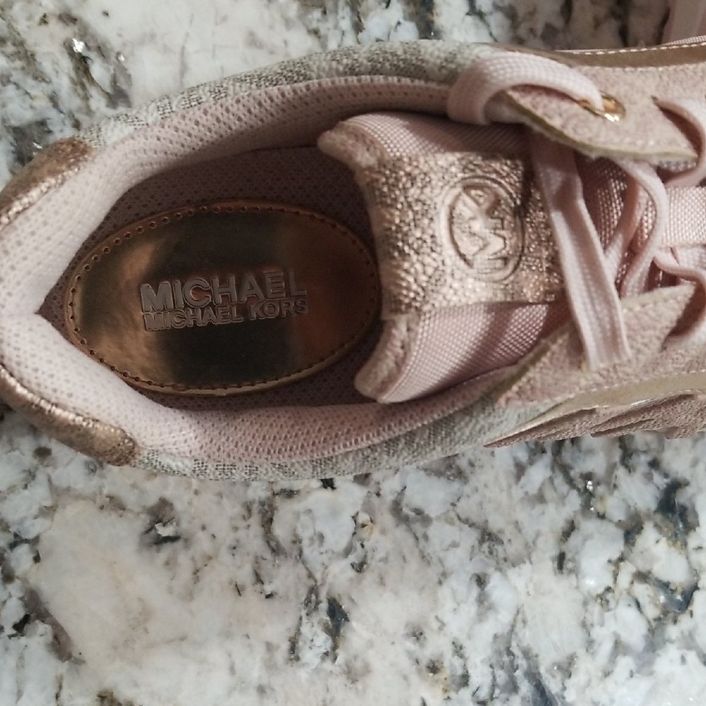 Michael Kors Pink and Gold Sneakers with leather Accents - Picture 6 of 9